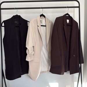 H&M Women's Blazer Set - Black, Cream, Brown